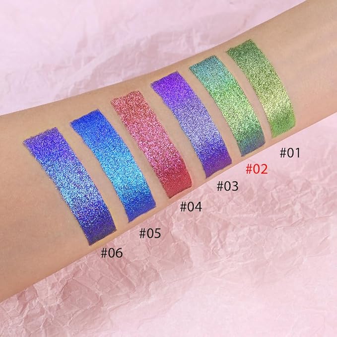 AMY'S DIARY Duochrome MultiChrome Chameleon Green Liquid Metallic Eyeshadow, High-Impact Multi-Dimensional Finish,Deep green Silky Smooth and High Pigment Holographic Glitter Eyeshadow Makeup (02#)