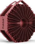 iTokGoK® Premium Silver-Infused Double-Sided Design 2-in-1 Silicone Body Brush Scrubber,Body Buffer Scrubber for Sensitive Skin, Ergonomic No-Slip Handle, Long-Lasting & Easy to Clean - Burgundy