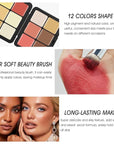 12 Colors Cream [Blush Contour Concealer Highlighter] Makeup Palette for Cheeks - All in One Makeup Palette Kit with Brush, Long Wearing Waterproof Blendable Face Make Up Pallete (#05)