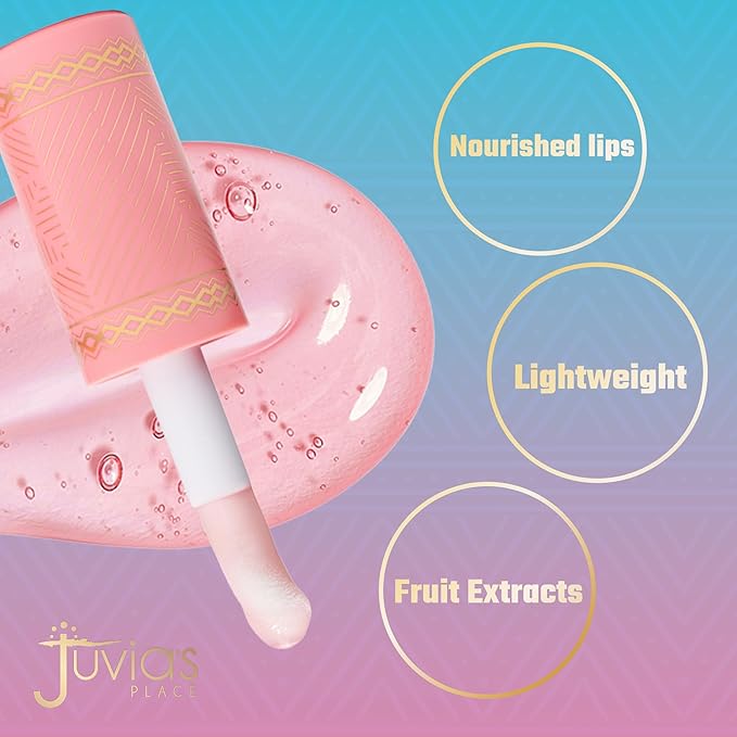 Juvia's Place Magic Lip Oil - Watermelon - Smooth, Hydrating with Vitamin E for Soft, Glossy, Juicy Lips - Infused with Fruit Extracts - Tinted, Shimmering, Lightweight & Non-sticky Lip Oil for Summer