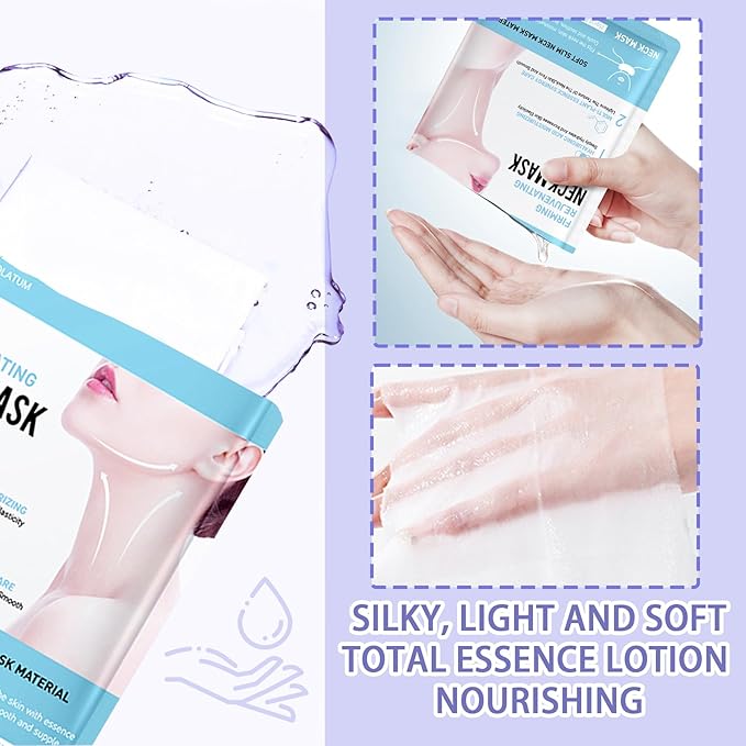 Neck Firming Cream and Neck Mask Set,Non-greasy Tighten Face Cream Skincare Moisturizer, 10 Pieces Deep Moisturizing Masks for Tightening, All Skin Type, 11 Pack