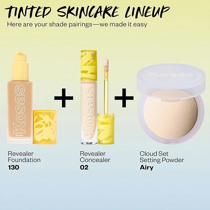 Kosas Revealer Skin-Improving Foundation with SPF 25 Protection - Hydrate, Brighten, Soothe, Plump, Protect Skin - Smoothing Texture, Natural Finish and Clean Formula - Light Neutral Warm 130