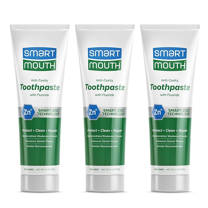 SmartMouth Toothpaste, Refreshing Mint, 6-Ounce Tube (Pack of 3)