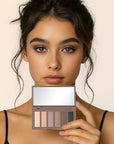 2PCS 6 Colors Mini Naked Eyeshadow Palette Makeup with Brush Set Neutral Nude Eye Shadow Pink & Brown Matte Shimmer Make Up Pallet with Mirror Highly Pigmented Travel Size Gift Kit