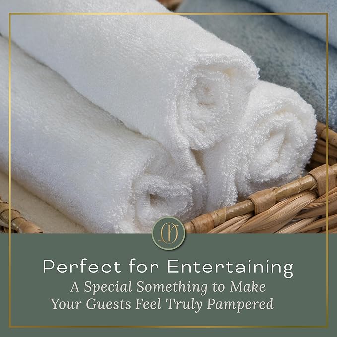 White Extra Large Washcloths Set of 6 Soft Body Cloths 13” x 13” 70% Viscose Derived from Bamboo, 30% Cotton Spa-Like Feel Silky for Skin Cleansing