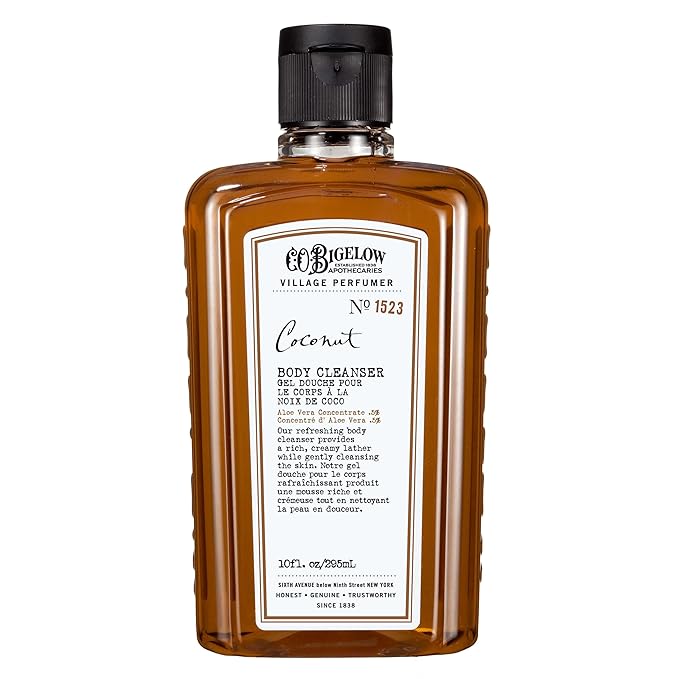 C.O. Bigelow Coconut Body Cleanser, Village Perfumer Moisturizing Gentle Body Wash for Men & Women with Aloe Vera, Sodium PCA, and Glycerin, 10 fl oz