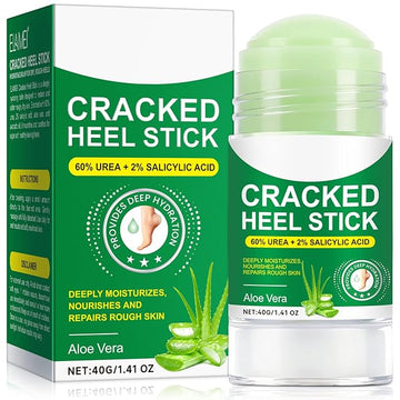 Heel Balm for Dry Cracked Feet (Aloe Vera), Urea Cream 60% Foot Balm Stick for Cracked Heel Repair - Moisturizes, Exfoliates, and Softens Dry, Thickened Skin, Callus Remover for Feet