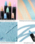 evpct Dazzling Blue Shimmer Cream Eye Shadow Brightener Sticks Set for Eyes, Blue Shimmery Matte Pencil Eye shadow Applicator Stick Pen Palette Makeup Waterproof sombras en crema para ojos 11#