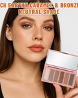 6 Colors Mini Naked Eyeshadow Makeup Palette Caramel & Bronzed Neutral Tone Eye Shadow Matte & Shimmer Nude Make Up Pallet with Mirror Blendable Highly Pigmented Travel Size Gift Kit 05