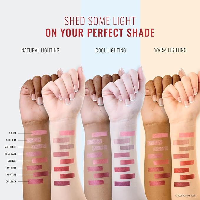 Runway Rogue Pearl Glam Long Wear Shimmer Liquid Lipstick, Metallic Warm Brick-Red Lipstick with Silver and Gold Shimmer, ‘Showtime’