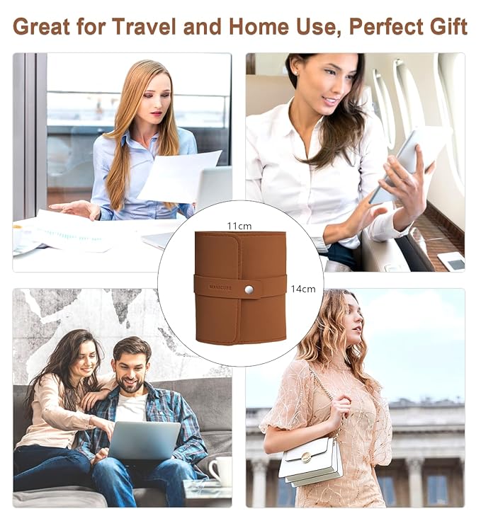 Manicure Set Professional Nail Clippers Pedicure Kit, 16 pcs Stainless Steel Nail Care Tools Grooming Kit with Luxurious Travel Leather Case for Thick Nails Men Women Gift (Brown)