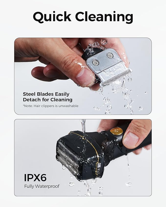GLAKER Hair Clippers for Men Professional, Cordless Clippers for Hair Cutting, Mens Bear Trimmer, Electric Razor Barber Clippers Hair Trimmer, Gifts for Men (Deep Black)