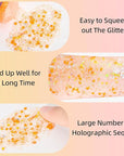 MEICOLY Orange Face Body Glitter,Sparkling Hair Face Glitter Gel,Mermaid Sequins Face Paint Glitter Autumn Makeup,Halloween Festival Rave Accessories Makeup,Party Body Glitter Gel for Women Kids,50ml