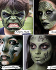 UCANBE Jungle Green Face Body Paint Makeup Foundation, Non-Toxic Cream Greasepaint, Face Painting Kit for for Kids & Adult Halloween Parties, Monster Witch Orcs Hulk Camo Hunting SFX Cosplay Costumes