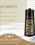 Fvquhvo Black Hair Dye Shampoo 3 in 1, Hair Color Shampoo for Women Men, Covers Gray in Minutes, Instant Black Hair Shampoo, Champu Para Canas, Easy to Use 16.90 Fl Oz