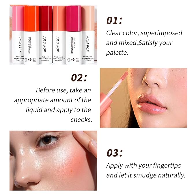 AKARY Velvet Mousse Liquid Blush Makeup for Cheeks, (04 Berry)