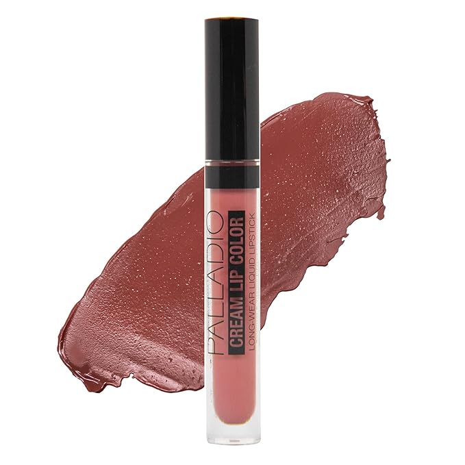 Palladio Long-Wear Cream Lip Color Liquid Lipstick, transfer proof high intensity color pigment, smooth lightweight formula, cream color matte finish, all day wear (Au Natural)