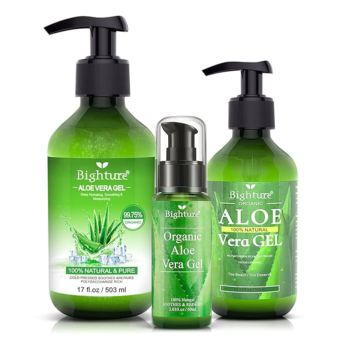 Aloe Vera Gel, 100% Aloe Vera from Freshly Cut Aloe Leaves, Skin Care for Deeply & Rapidly Soothing, Firming, After Shave, Sunburn Relieve, etc