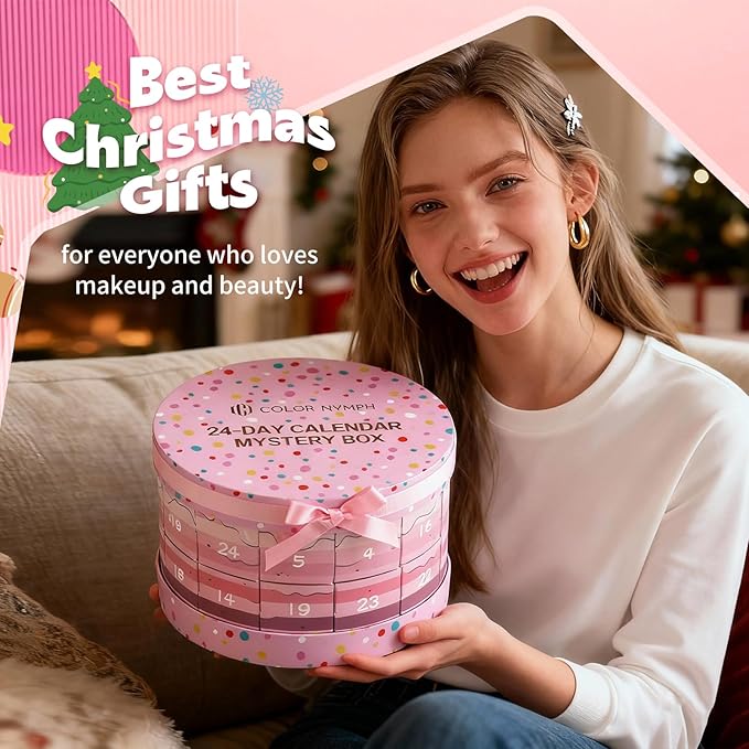 Color Nymph Makeup Advent Calendar 2025, 24 Days Advent Calendar Mystery Box for Christmas, Makeup Gift Sets - Xmas Beauty Countdown Calendar Full Makeup Kits for Teens Girls Kids #Pink