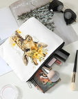 Floral giraffe elephant cosmetic bag