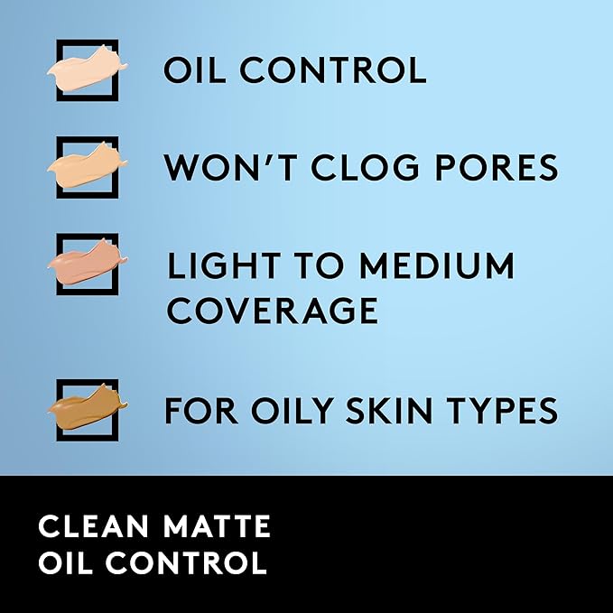 COVERGIRL, Clean Matte Liquid Foundation, Creamy Natural, 1 may vary)