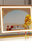 Lighted Makeup Mirror, 17.3"x13" Hollywood Vanity Mirror with Lights, Three Color Lighting Modes, and 5X Magnification Mirror, Smart Touch Control, 360°Rotation (Gold,17.3in Gift Box)