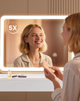 Lighted Makeup Mirror, 17.3"x13" Hollywood Vanity Mirror with Led Lights, Three Color Lighting Modes, and 5X Magnification Mirror, Smart Touch Control, 360°Rotation(Round Corner)