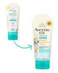 Aveeno Kids Continuous Protection Zinc Oxide Mineral Sunscreen Lotion for Children's Sensitive Skin with Broad Spectrum SPF 50, Tear-Free, Sweat- & Water-Resistant, Non-Greasy, 3 fl. oz