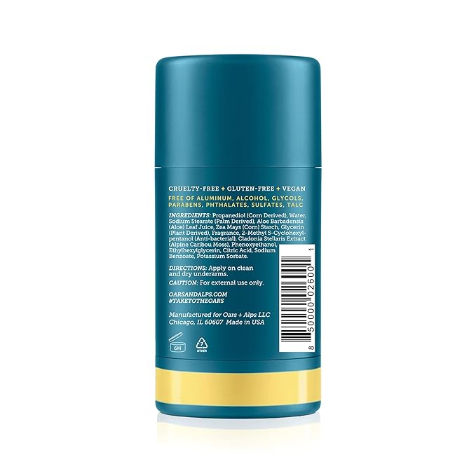 Oars + Alps Deodorant for Men & Women, Aluminum Free Deodorant for Men, Dermatologist Tested, Clean Ingredients, Vegan, Long Lasting, Odor Protection, California Coast, 3pk, 2.6oz