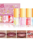 Hydrating Lip Oil，4PCS Fruit Transparent Lip Gloss Set，Big Brush Shiny Transparent Korean Lip Gloss Plumping，Non-sticky Tinted Toot Lip Balm for Lip Care，Repairing Primer Lip Oil Care Product