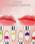 3 Pcs/Set Flower Jelly Lipstick Set Temperature Change Moisturizer Long Lasting Nutritious Balm Magic Color Change Lip Gloss (Flower Jelly Lipstick 040506)