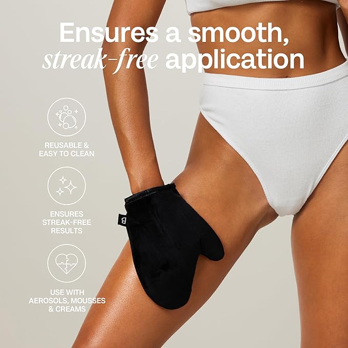 Bali Body Luxe Tanning Mitt | Self Tanner Applicator for Flawless, Streak-Free Coverage | Reusable Velvet Tan Mitt with Waterproof Barrier | Australian-Made for Mousse, Lotion & Spray