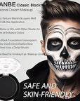 UCANBE Black Cream Face & Body Makeup Foundation, Professional Non-Toxic Greasepaint, Halloween Face Body Paint Palette for Kids & Adults, Facepaint for SFX Clown Zombie Vampire Skull Skeleton Cosplay