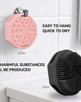 2-Pack Soft Silicone Dual-Sided Body Scrubber & Loofah | Gentle Exfoliating Shower Brush for Men & Women | Creates Rich Lather, Easy to Clean (Black & Pink)