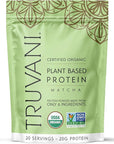 Truvani Vegan Pea Protein Powder | Matcha | 20g Organic Plant Based Protein | 20 Servings | Keto | Gluten & Dairy Free | Low Carb | No Added Sugar