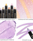 evpct Light Purple Shimmer Cream Eye Shadow Brightener Sticks Set for Eyes, Light Purple Shimmery Matte Pencil Eye shadow Applicator Stick Pen Palette Makeup Waterproof sombras en crema para ojos 08#