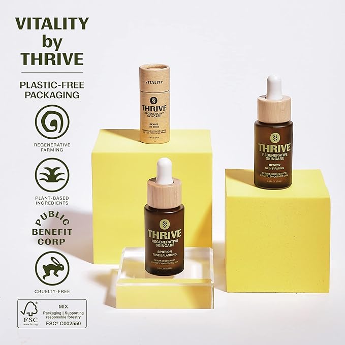 Thrive Natural Care Revive Eye Balm Stick - Under Eye Brightener - Reduces Puffy Eye Bags - Vegan, Made in USA, 0.5 Oz