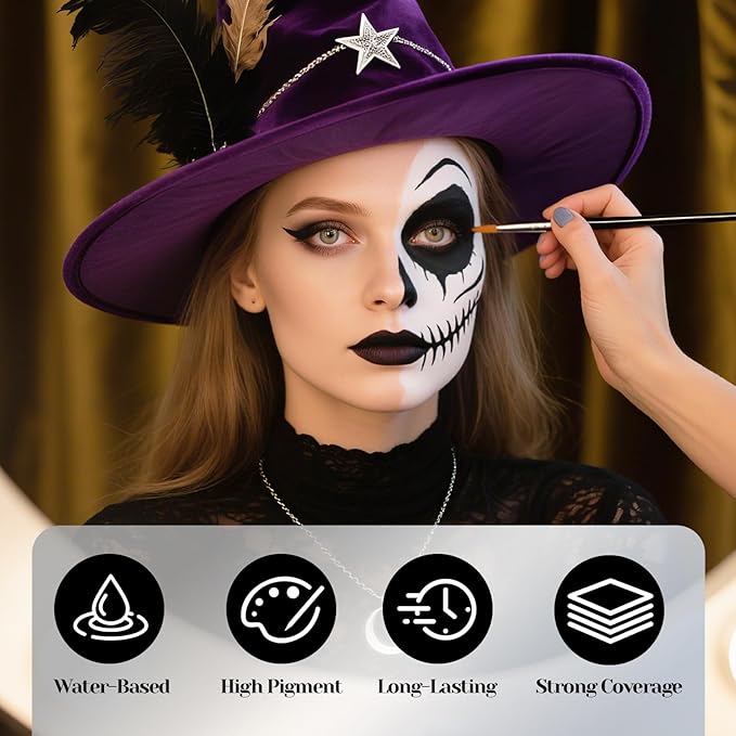 Orange Face Paint 70ml - Non-Toxic Washable Body Paint for Pumpkin, Tiger Makeup - Water-Based Highly Pigmented Face Body Paint for Halloween SFX Cosplay Makeup ,Costume Events,Party & Stage