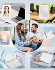 FUNTOUCH Rechargeable Travel Makeup Mirror with 72 Led Lights, Portable Lighted Beauty Mirror, 3 Color Lighting, Dimmable Touch Screen, Tabletop LED Folding Cosmetic Vanity Mirror