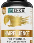 ZHOU Hairfluence, Hair Growth Supplement with Clinically Studied Lustriva and Keranat and Hair Vitamins Biotin 5000mcg, Vitamin D, A, C & B12, Non-GMO, Gluten Free, 120 VegCaps