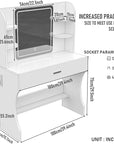 Vanity Desk, Makeup Vanity with LED Light Mirror, Small White Vanity with a Super Large Drawer and Power Outlet, 3 Color Lighting Modes Makeup Table for Bedroom, Dressing Room (White2)