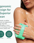 Silicone Body Scrubber - Exfoliating Bath Brush and Skin Cleanser - Shower Sponge for Gentle Body Scrub and Wash - Silicone Scrubbing Care Tool for a Refreshed and Renewed You - Green