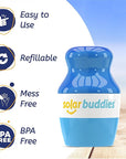 Solar Buddies Sunscreen Applicator - Single Full Blue - Refillable Roll on Sponge Sunscreen, Suncream & Lotion Applicator For Kids, Adults & Families - Holds 3.4fl oz, Perfect Size for Travel