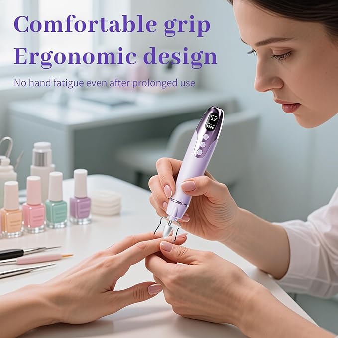 Aleanu Professional Manicure Pedicure Kit - 10 Speeds Cordless Nail Drill丨Rechargeable Pedicure Tools for feet, Nail Drill for Thick Nail Toenail Cuticle Women Men Baby Pets(Purple)