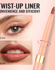 Oulac Brown Lip Liner Pencil, Waterproof Retractable Lipliner Crayon, Smooth, Long-lasting and waterproof Formula, Contour your lips, Vegan Beauty, 06 Body Talk