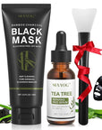 SHVYOG Blackhead Peel Off Face Mask, 3-in-1 Blackhead Remover Mask with Brush & Tea Tree Oil Serum, Charcoal Mask for Deep Cleansing Dirts, Pores, Skin Oil (100g+30ml)