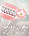 Gillette Venus ComfortGlide White Tea Women's Razor, Handle + 4 Blade Refills