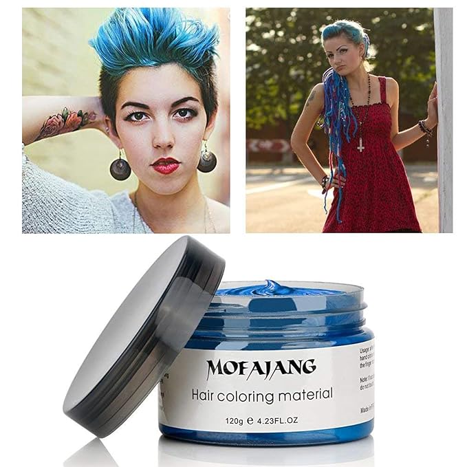 Hair Wax Spray - Temporary Blue Hair Styling Clay for Temporary Hair Color, Cosplay & Parties (4.23 oz)