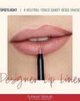 Runway Rogue Designer Liner Lip Pencil, Matte Light Sandy-Beige Lip Liner Pencil and Lip Liner Sharpener, ‘Spotlight’