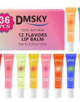Dmsky 36 Pack Lip Gloss Bulk, Squeeze Clear Lip Gloss Set with Shea Butter, Moisturizing High Shine Glossy Lip Oil for Dry Chapped Lips-12 Flavors